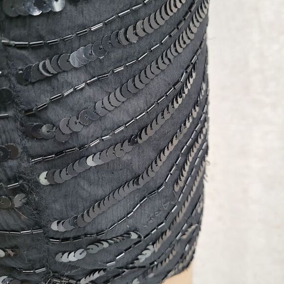 Stenay 80s Vintage Silk Sequin Beaded Cocktail Evening Dress Women's Size 12 - Picture 7 of 16